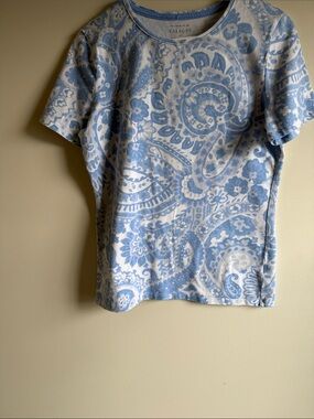 2 for $20. Talbots Light Blue and White Paisley Short-Sleeve Tee